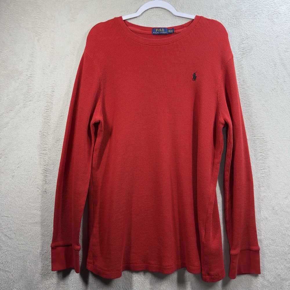 Polo Ralph Lauren Men's‎ 2XL Long Sleeve Waffle Knit Thermal Shirt Red Pony Logo